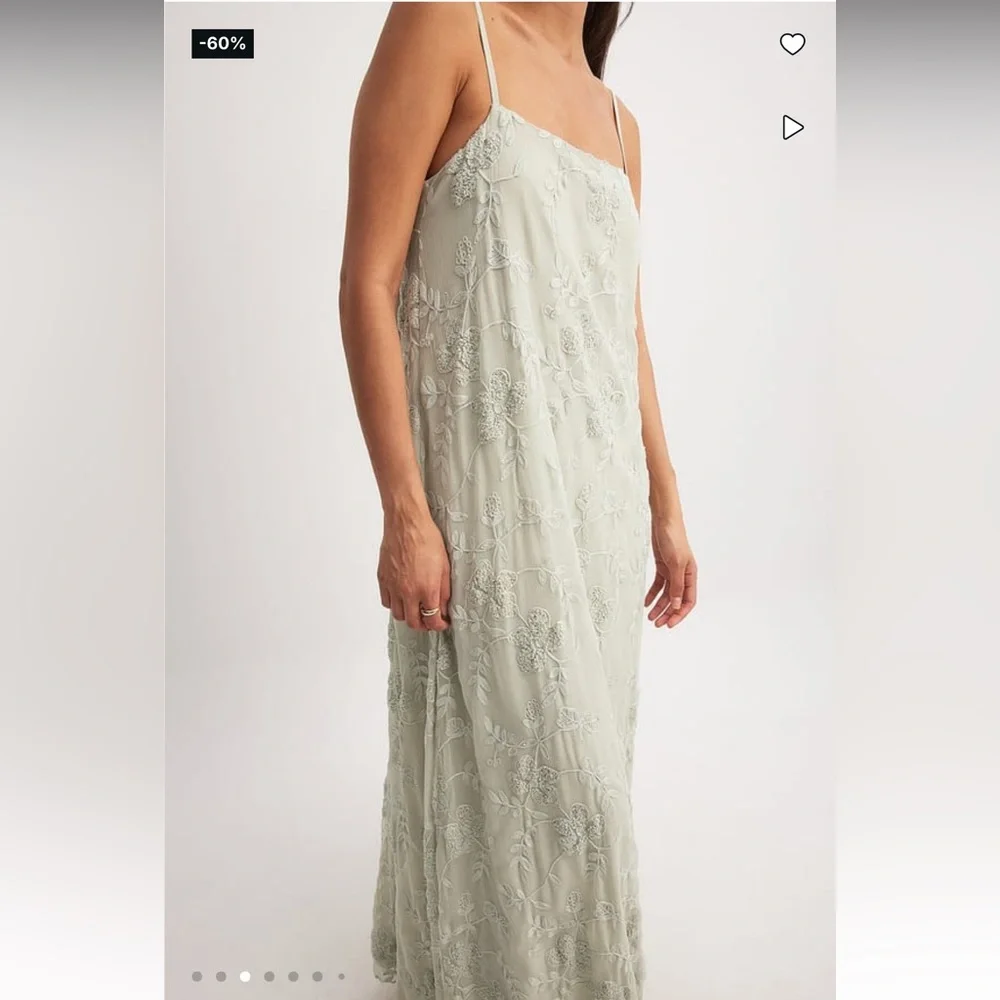 NAKD embroidered maxi dress in light green - Picture 6 of 14